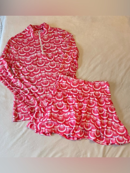 Gottex Tops - Gottex Coral Seashell Set -Long-sleeve half-zip top and matching skort, sz XS